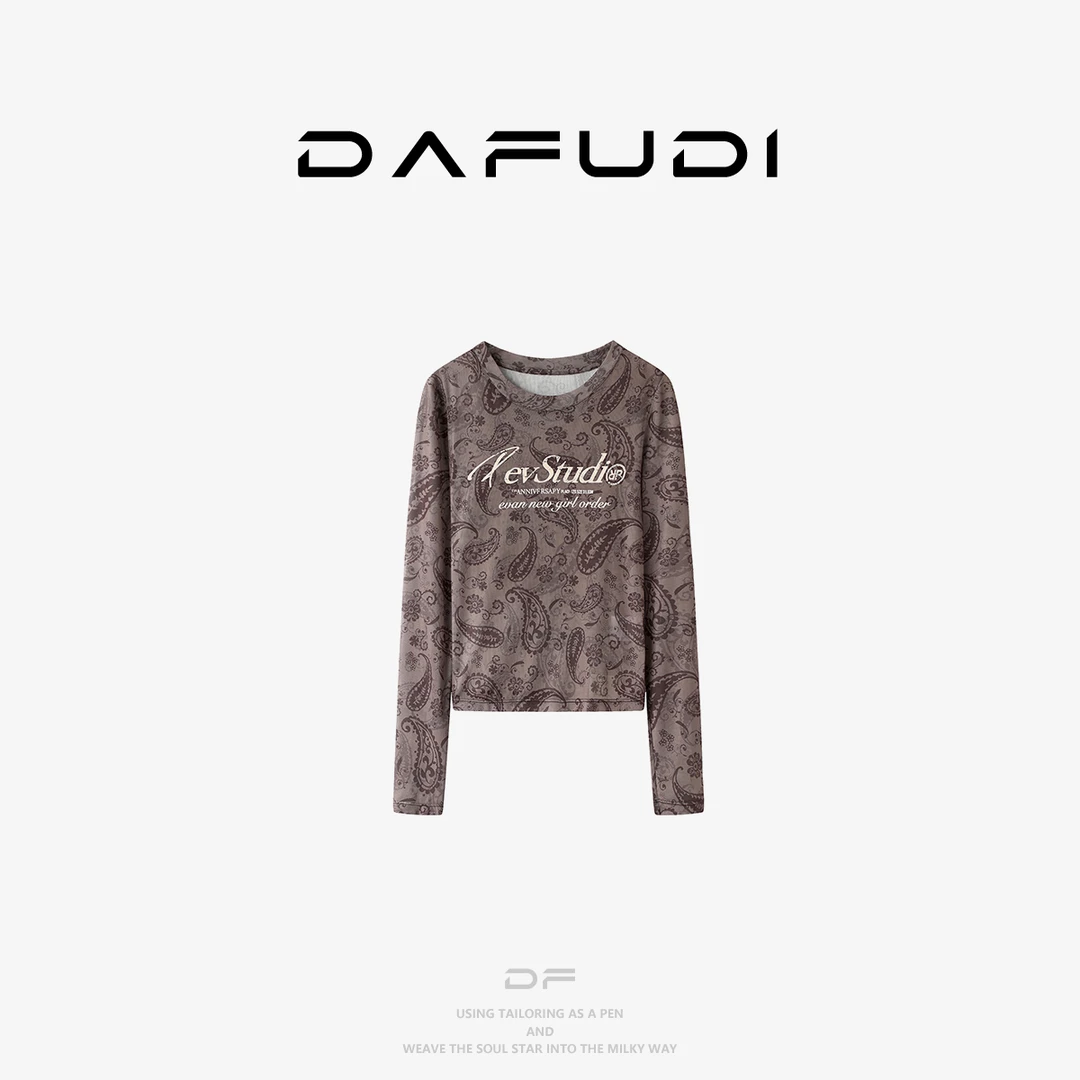 达芙笛【T恤】25秋季新品圆领波西米亚风网纱皮肤衣上衣女A7719