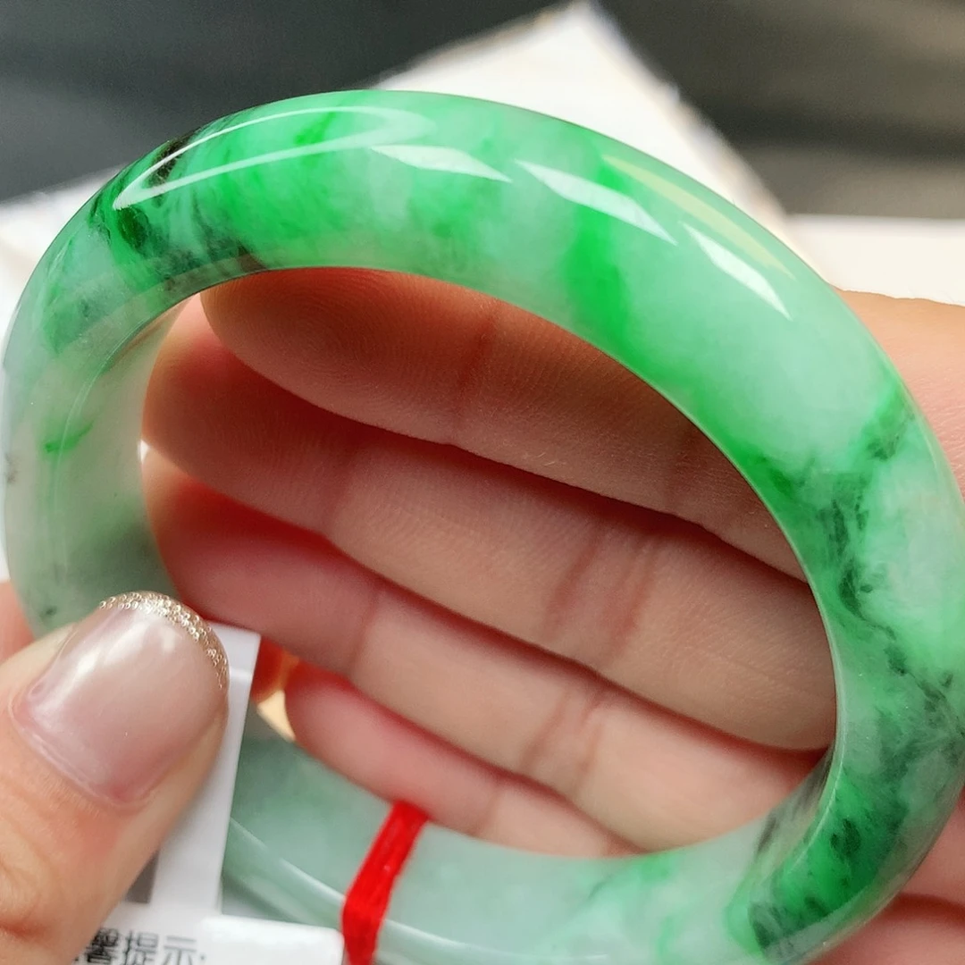 未镶嵌手镯翡翠缅甸纯天然A货老坑种乌鸡阳绿151号
