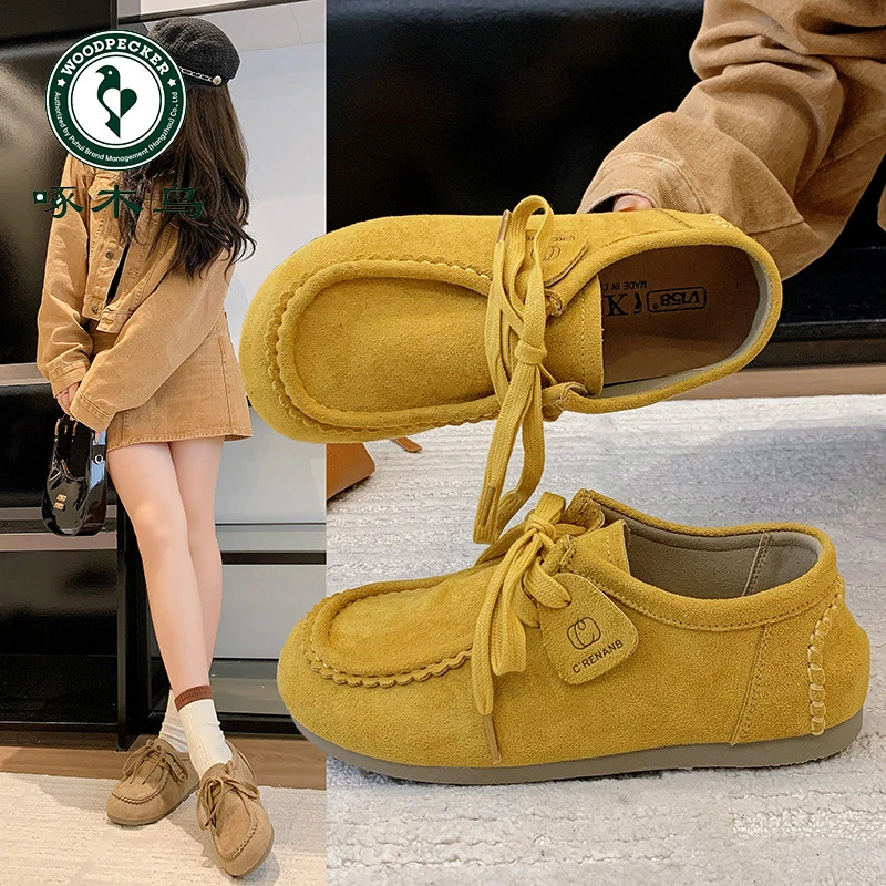 啄木鸟复古全包勃肯鞋女秋季软底一脚蹬豆豆鞋平底博肯乐福单鞋