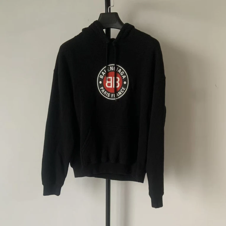未使用 Balenciaga/巴黎世家 BB徽标连帽长袖卫衣 M码 02785