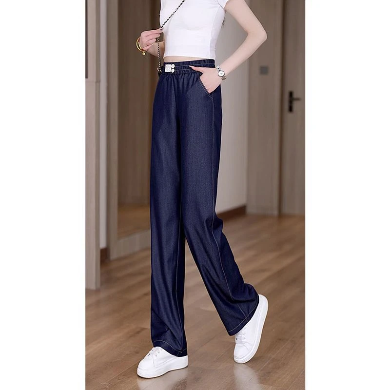 2025年夏季新款阔腿显瘦高腰百搭潮流宽松休闲牛仔纯欲慵懒风女装
