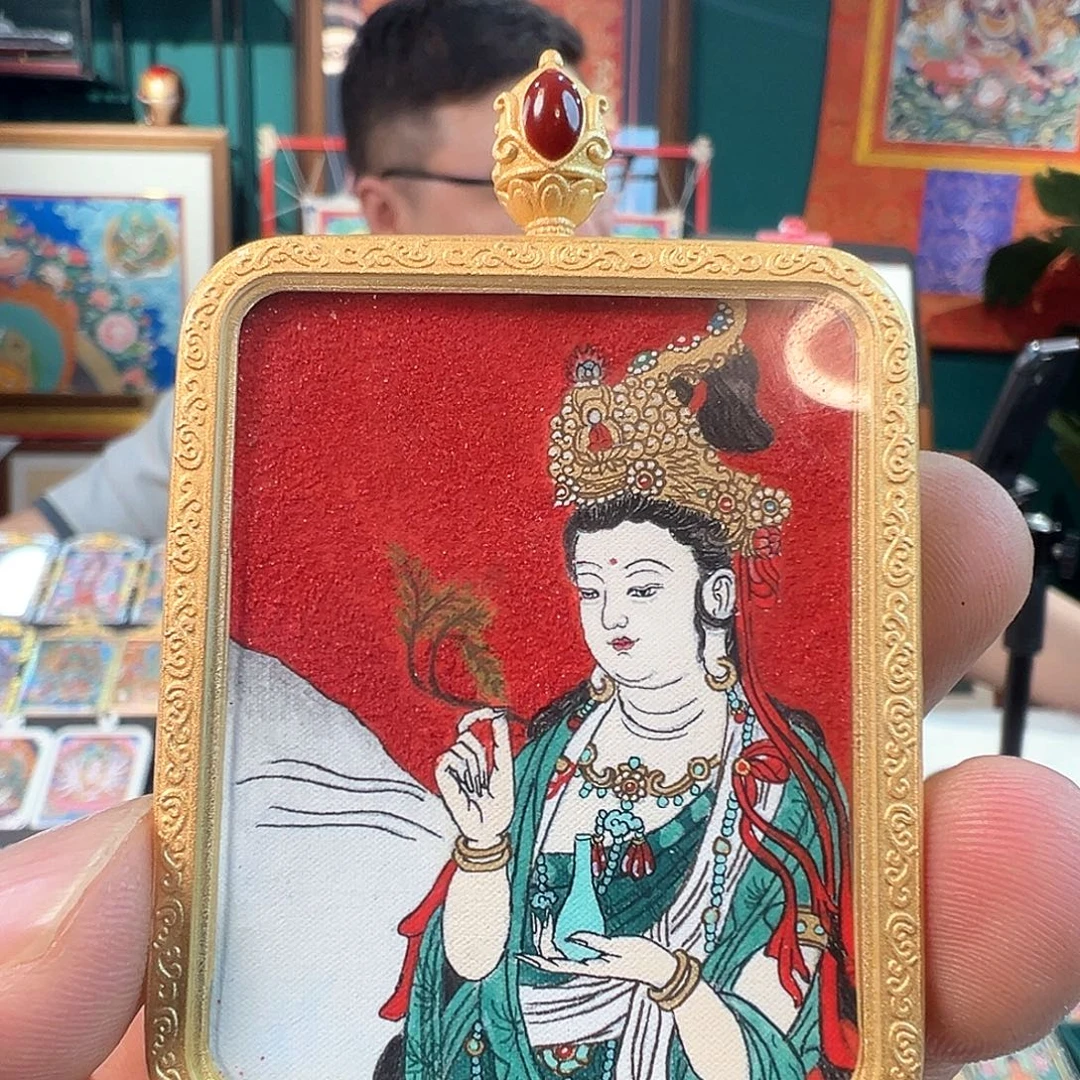 吊坠纯手绘唐卡观观