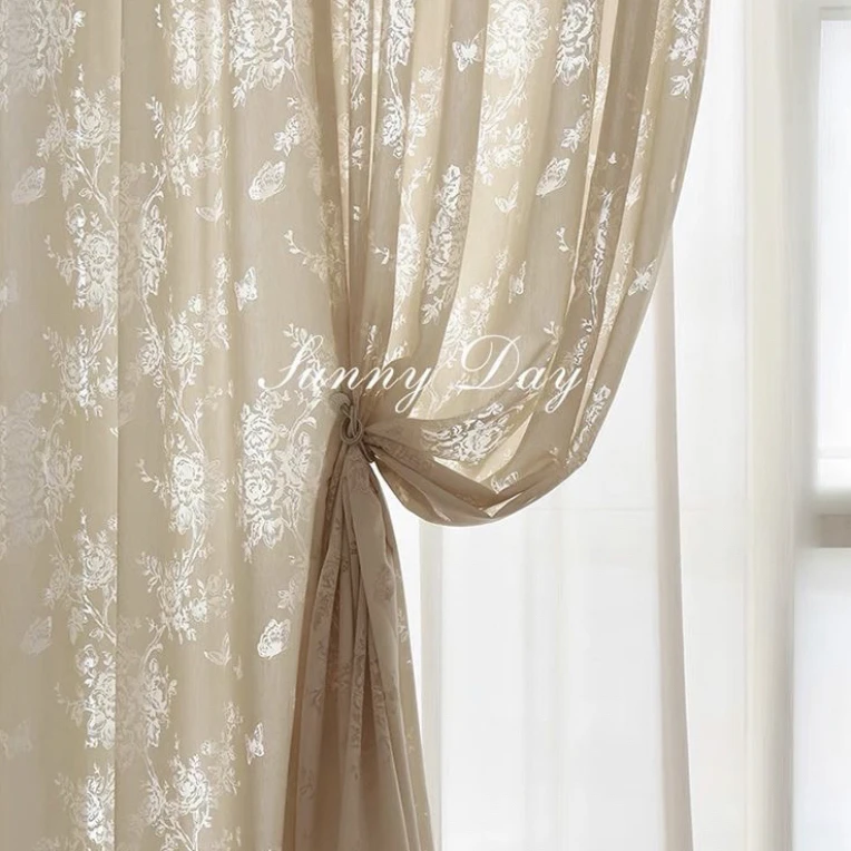 （300*280）米色蝶恋花光影纱帘