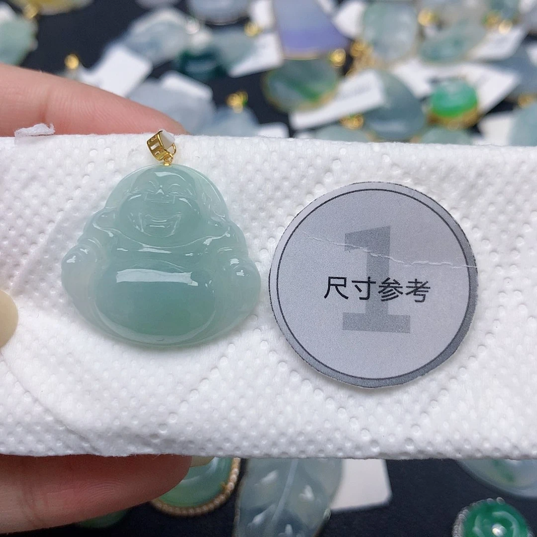 颈饰18K金镶嵌翡翠天然缅甸翡翠