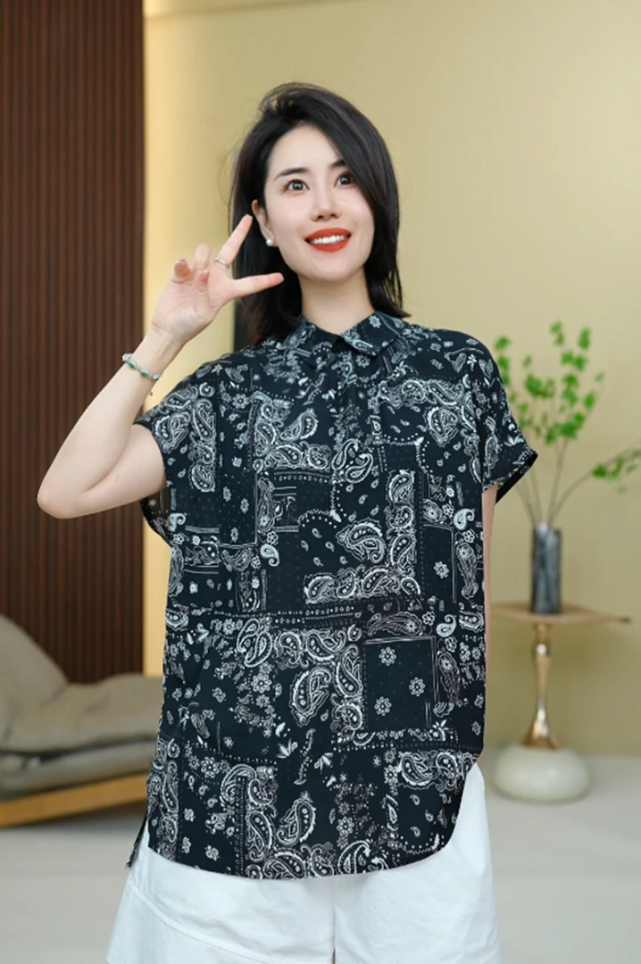 BEIJU 2025新款时尚气质轻奢百搭洋气两面穿宽松显瘦减龄衬衫8966