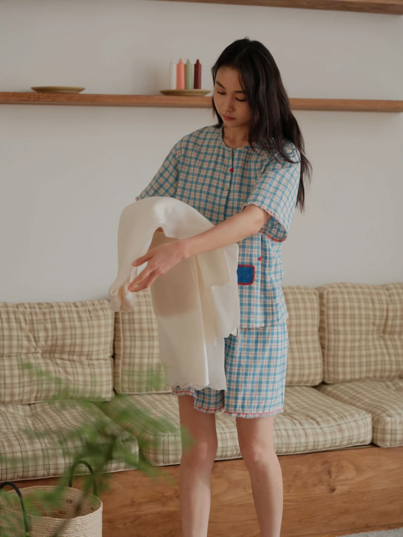 家居服中年日系睡衣家居服套装套装成人薄款睡裤短袖短裤