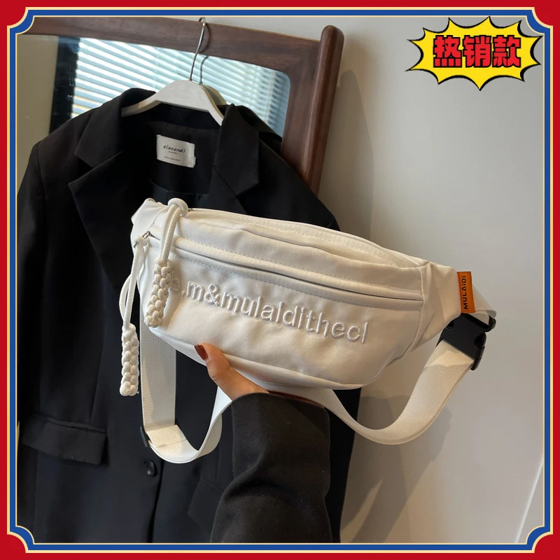 帆布小包包女男新潮春夏季斜挎包百搭饺子包运动胸包休闲款D379