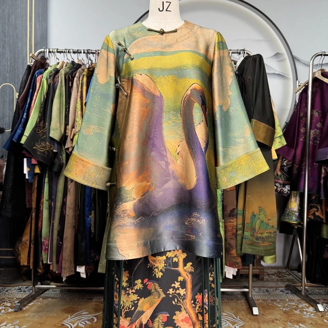 60姆米天鹅富婆衫100桑蚕丝中长款