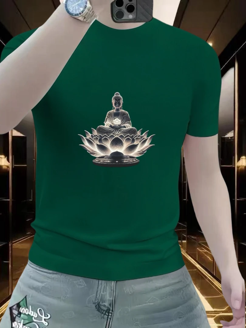 2025年夏季新款潮牌个性印花短袖t恤男士凉感半袖上衣修身体恤衫