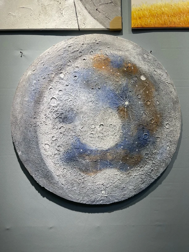 圆形月球装饰挂画客厅背景墙画卧室床头玄关壁画