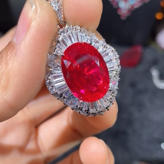 红宝石戒指银S925镶嵌