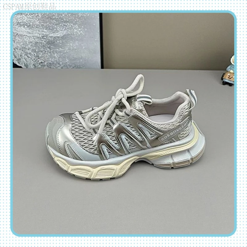 厚底透气网面2025今年流行秋季鞋子气质秋天万能百搭小众时老爹鞋