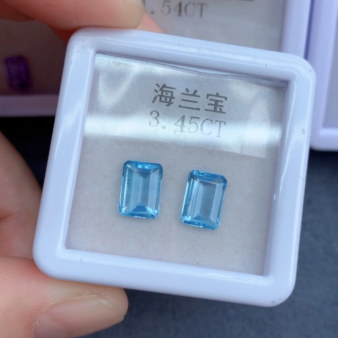 海蓝宝石笔搁未镶嵌油****面3.45克拉裸石