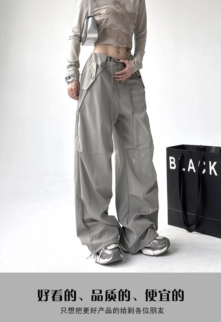 2025春季新款工装裤大口袋美式高腰垂坠感复古炸街时尚百搭耐看