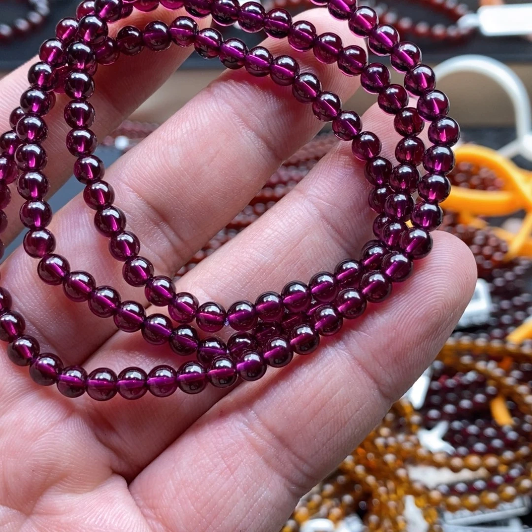 匪***石未镶嵌石榴石（紫牙乌）手链4.8mm毕业级紫牙乌