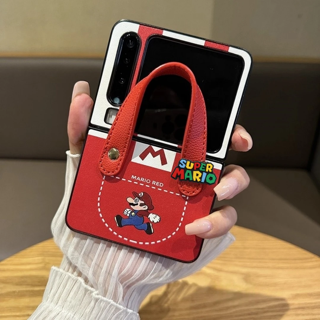 超级马里奥适用华为puraX手机壳新款Pocket2手提腕带小米MIXFlip2