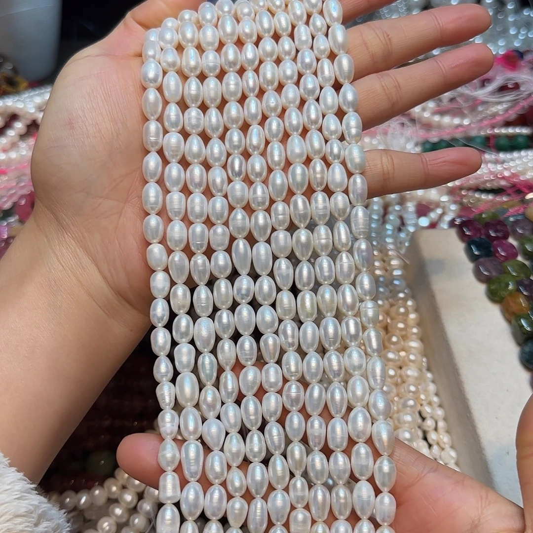 玛瑙/玉髓合金珠宝半成品7-8mm刮粉珍珍水滴米珠一条
