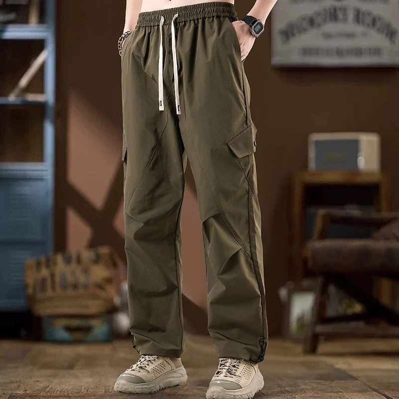 新款防泼水美式复古百搭工装直筒裤男休闲工装欧若动感风长裤子