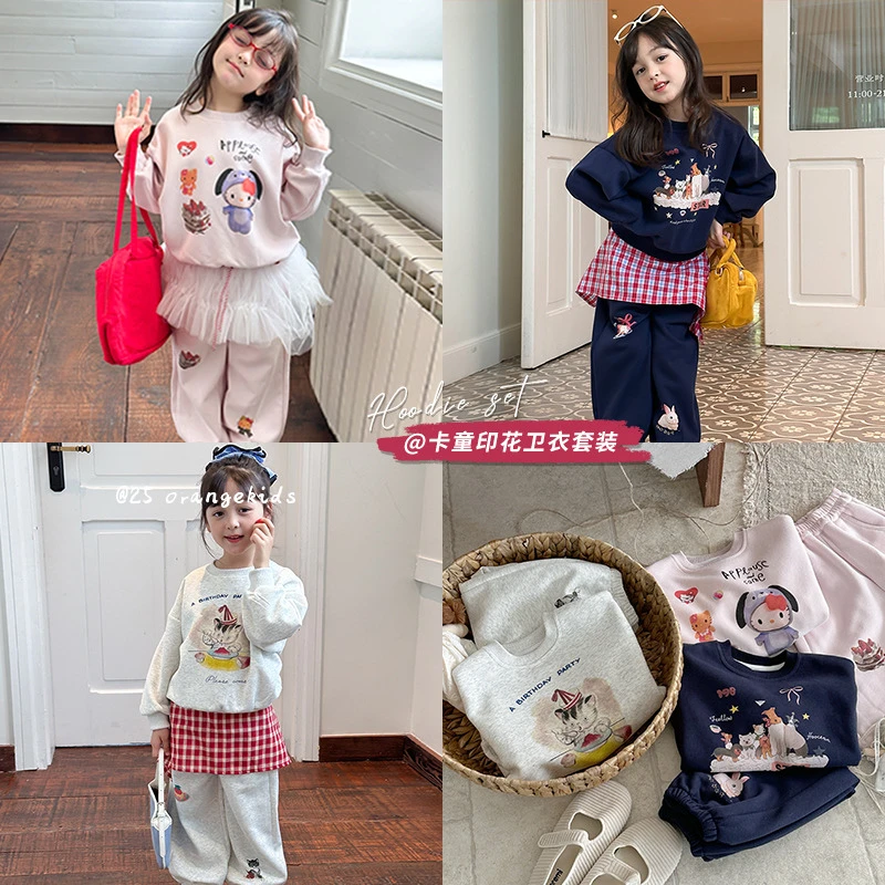 【橘子家】2025女童新款时尚潮流HS63252印花运动套装