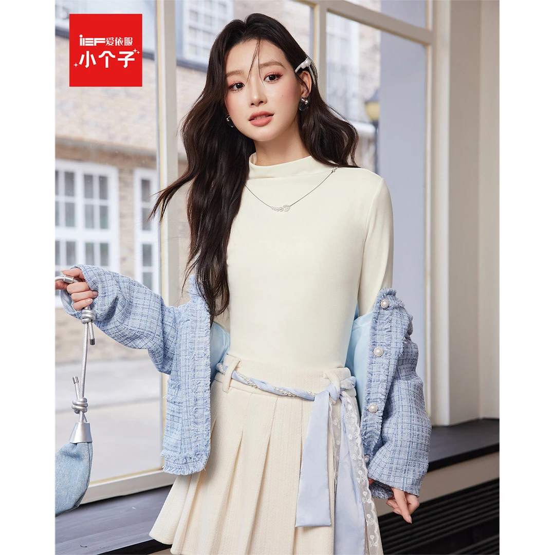 IEF/爱依服小个子韩系早秋穿搭针织衫上衣女小高领套头毛衣打底衫