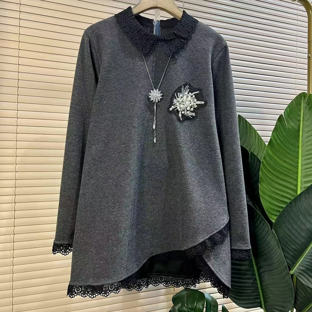 Y胖mm欧货时尚新款精致翻领设计款宽松遮肉大衫