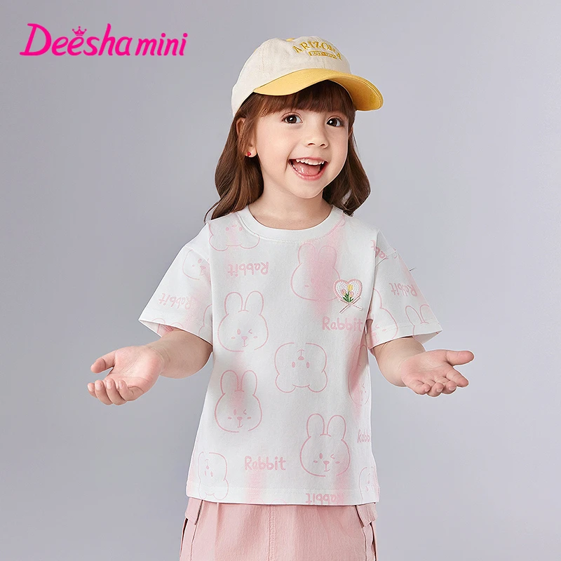 笛莎女童童装短袖卡通动漫印花幼童针织休闲舒适时尚T恤1M2520401