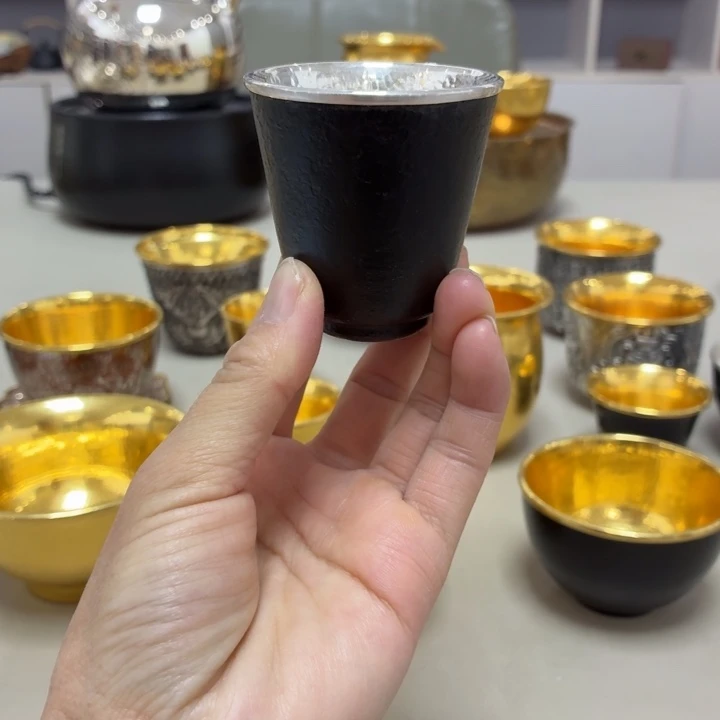 李小鹤铁包银足银999闻香杯50毫升