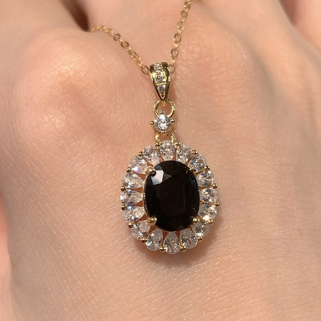 蓝宝石颈饰银S925镶嵌