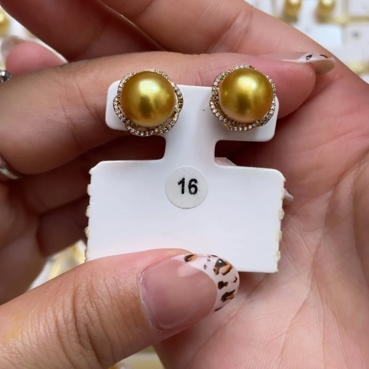 银S925镶嵌海水珍珠耳饰