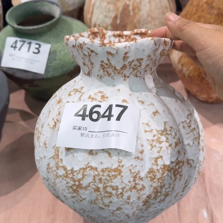 瓷片景德镇高温花器编码4647高23口8默认无孔