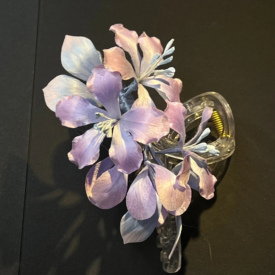 非遗绒花紫薇花抓夹