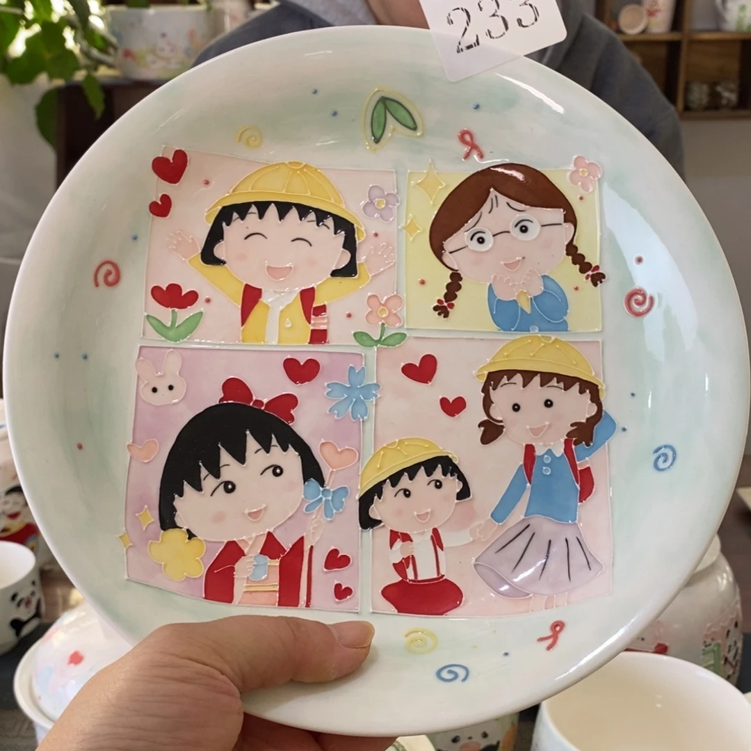 瓷片景德釉下彩手绘