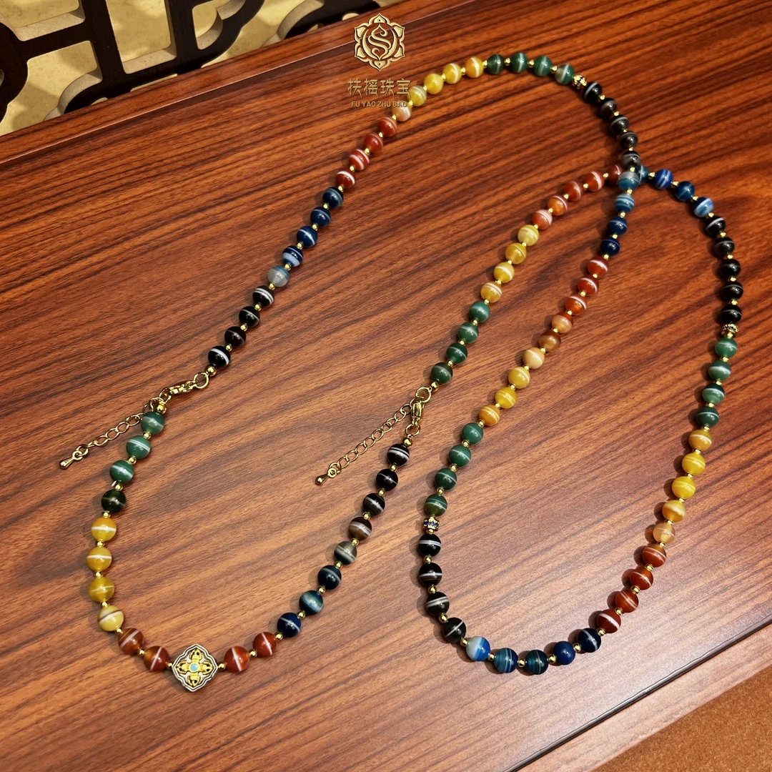 扶摇臻选|彩色一线药师108多圈天珠DYI项链多样性发一6mm-6180