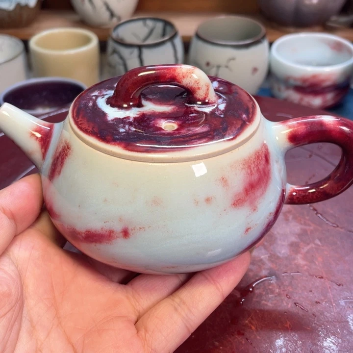 摆件钧瓷玉石釉汉瓦壶