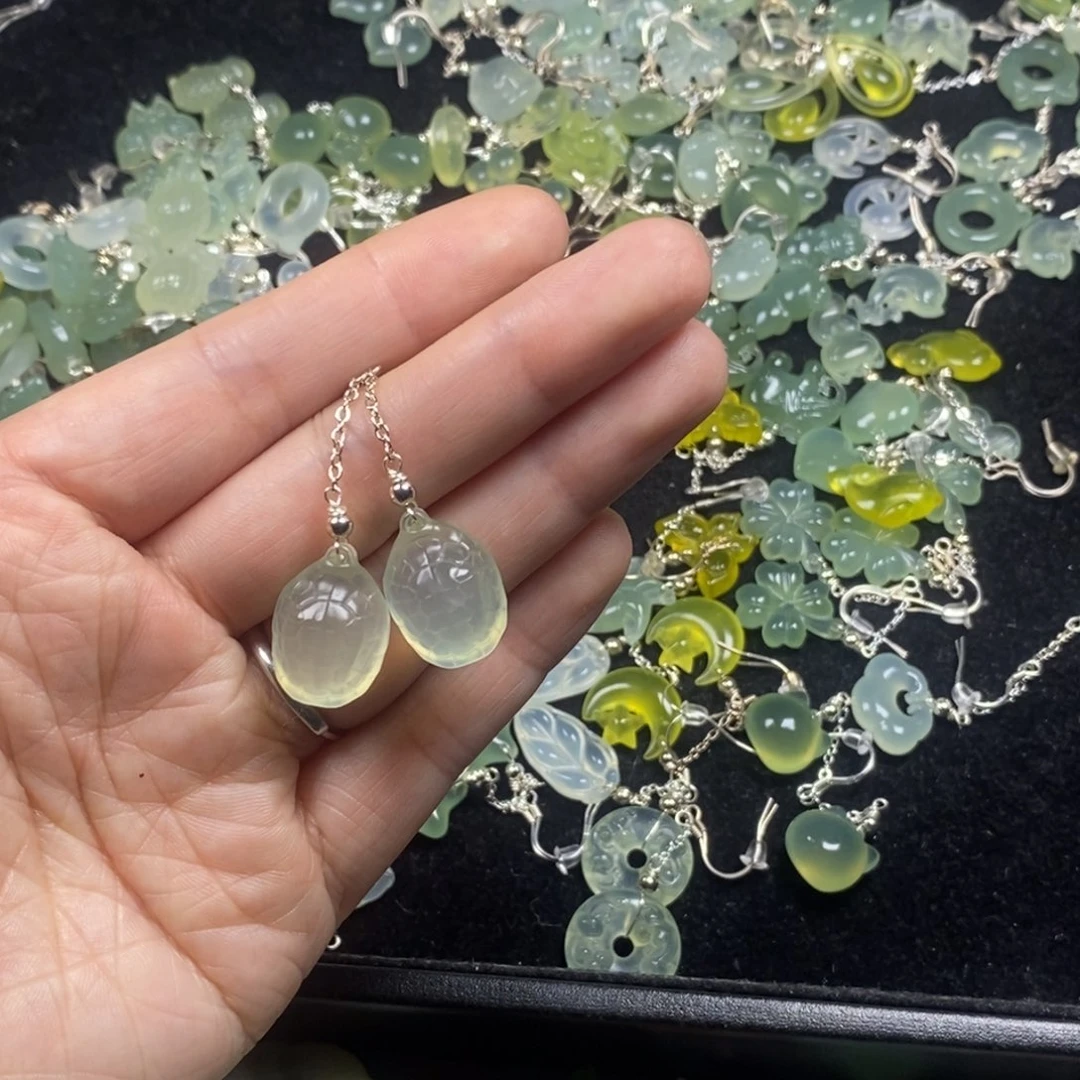 蛇纹石玉未镶嵌挂件耳饰耳环项链