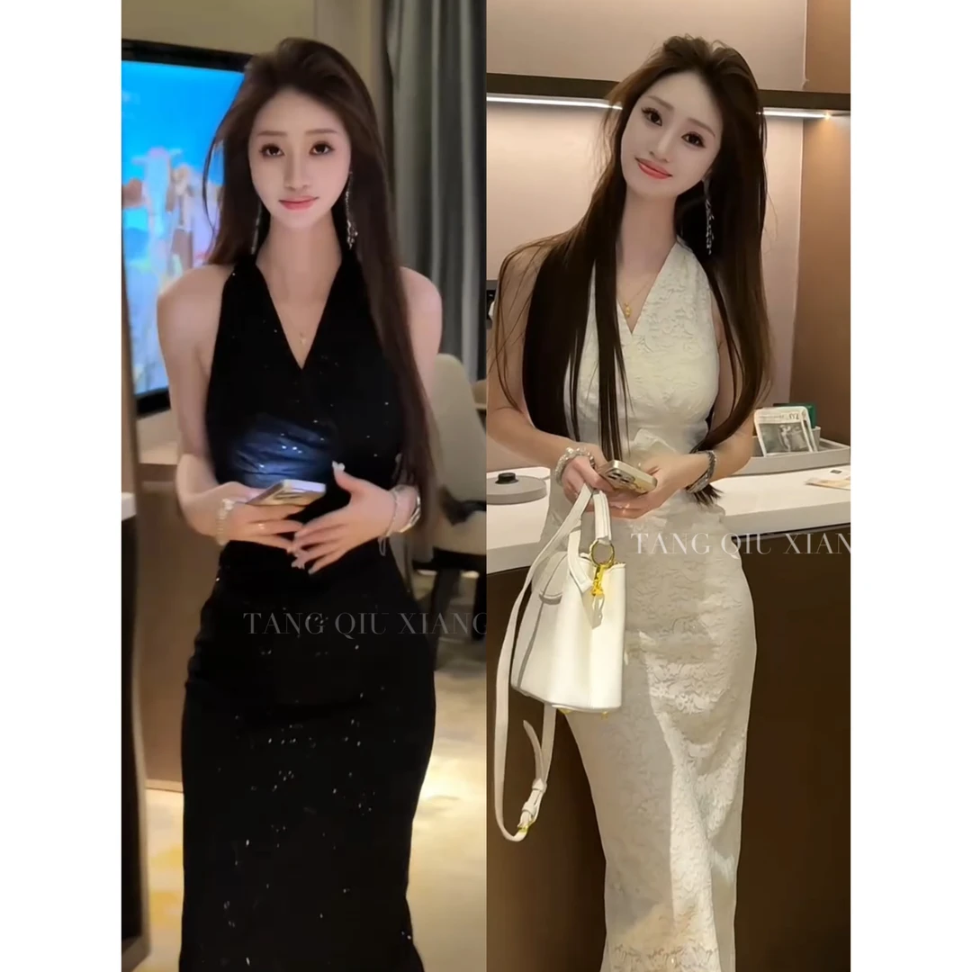 【闪耀宜曼】2025新款蕾丝无袖款修身气质连衣裙