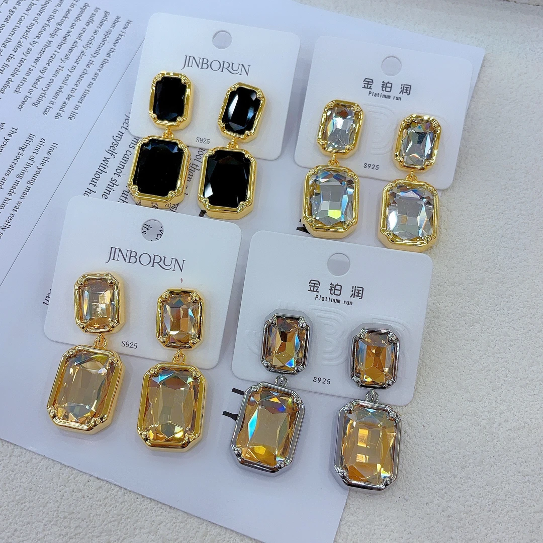 铜合金莫桑石耳饰 时尚爆款耳环504-12-14小众轻奢时尚饰品百搭彩