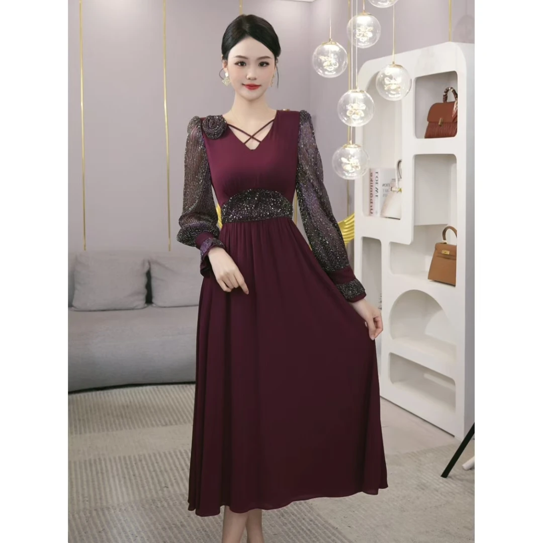 唐熹2025年夏季新款【LT-Q630】气质小众高级感轻奢葡萄紫连衣裙子