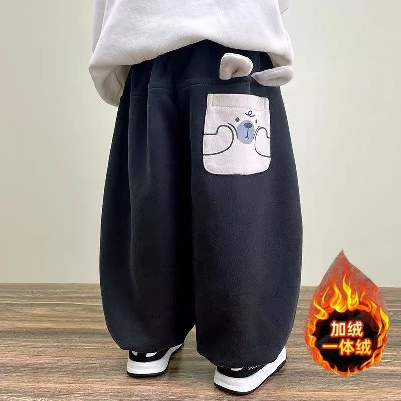 男女宝宝加绒裤子秋冬新款儿童装哈伦裤男童秋季卫裤小童冬装长裤