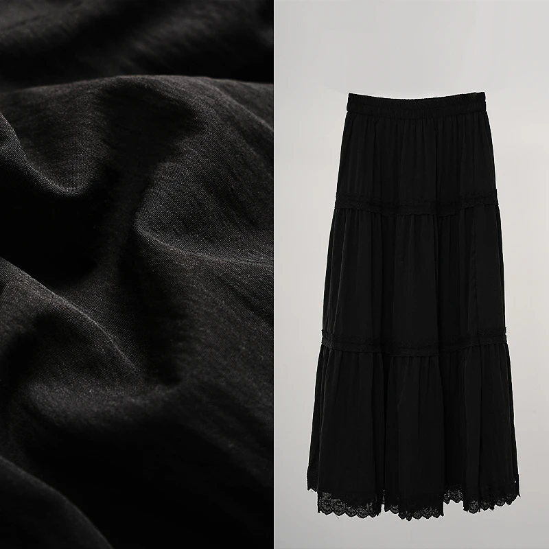 2025新款韩版时尚休闲宽松显瘦蕾丝拼接半身裙百搭