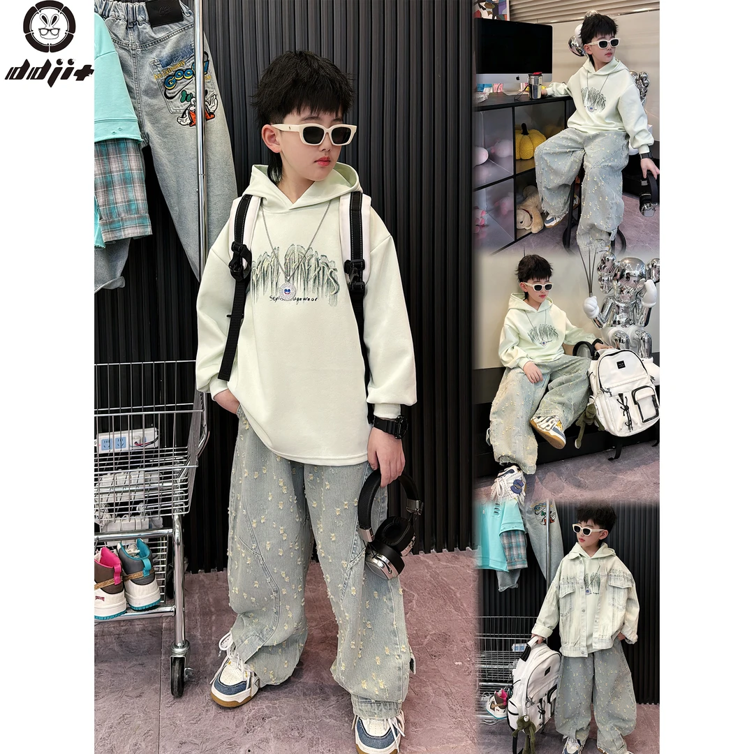 蛋蛋家【春日薄荷】春季新款洋气薄荷绿字母连帽卫衣