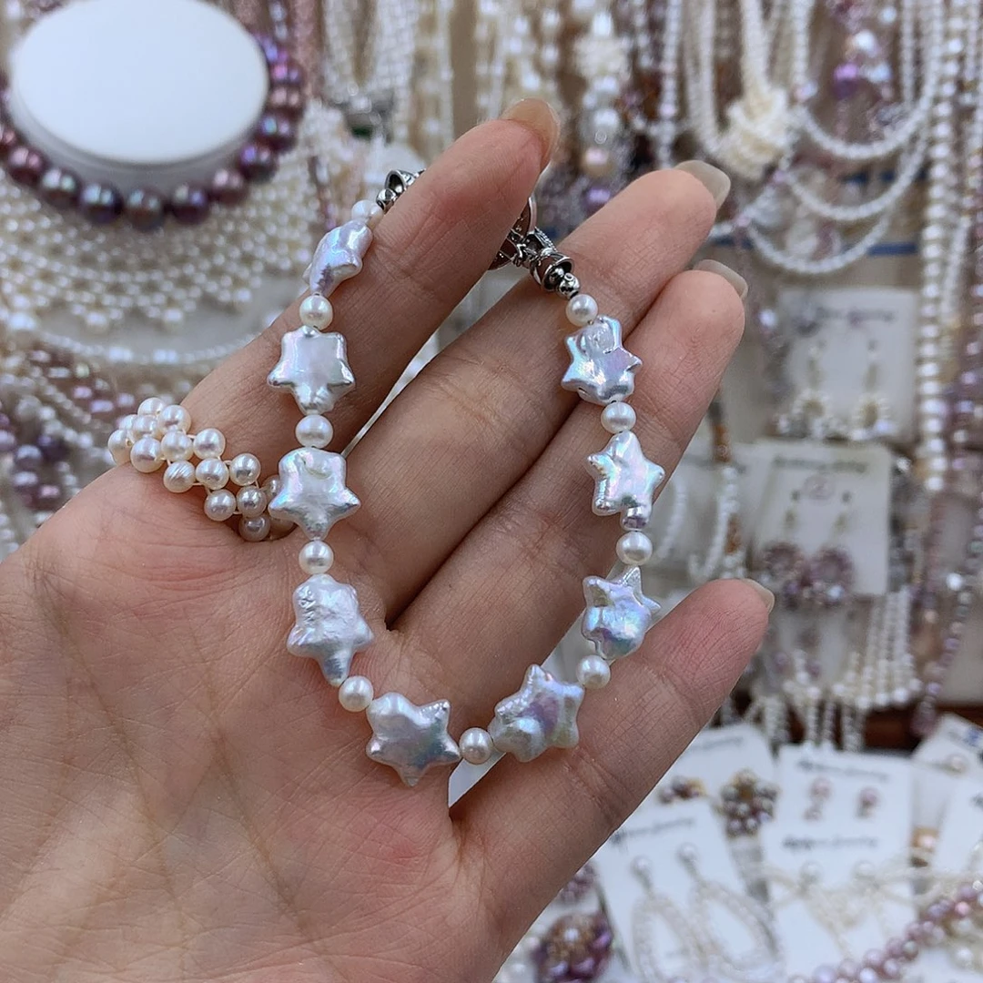 项链银S925镶嵌淡水珍珠