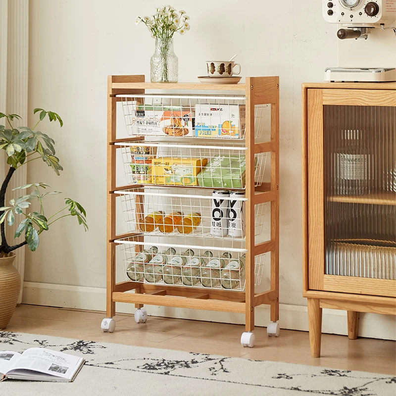 实木果蔬架客厅靠墙落地多层收纳架家用置物架厨房卧室储物架子