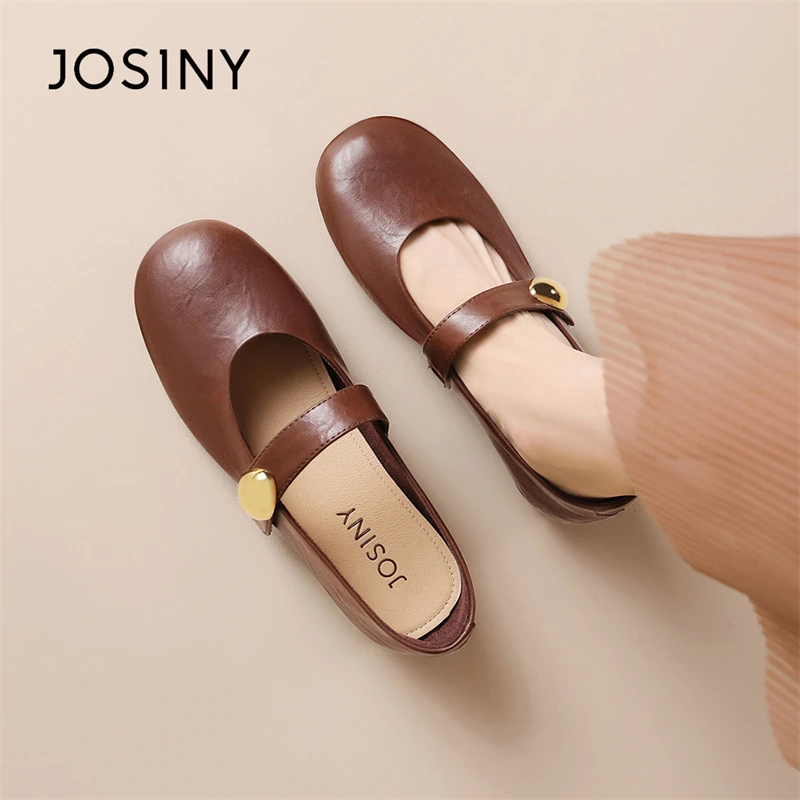 卓诗尼法式单鞋女新款一脚蹬2025春夏季小皮鞋配裙子浅口玛丽珍