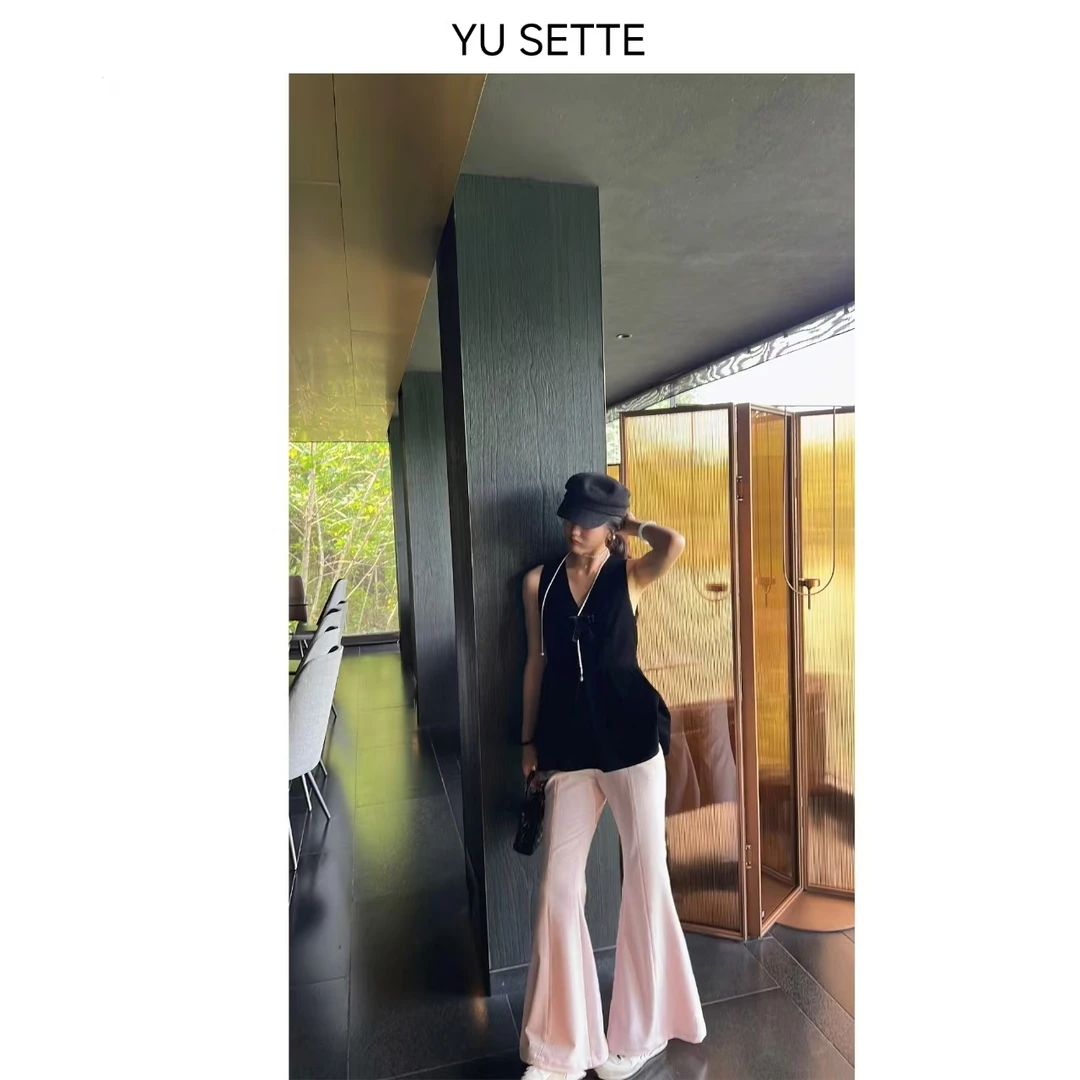 遇儿推荐【淡粉色高腰微喇裤】气质时尚微喇裤20250106