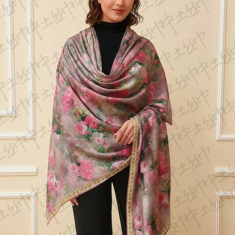 X3-502 玫瑰之约 围巾 140*140左右