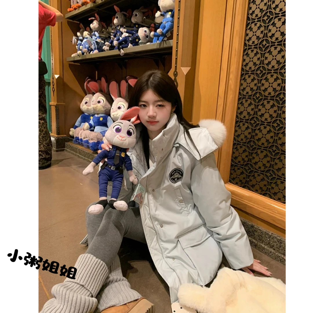 【XZCH2】“冰岛极夜”2024冬季新款高级毛领小众中长款加厚棉服女