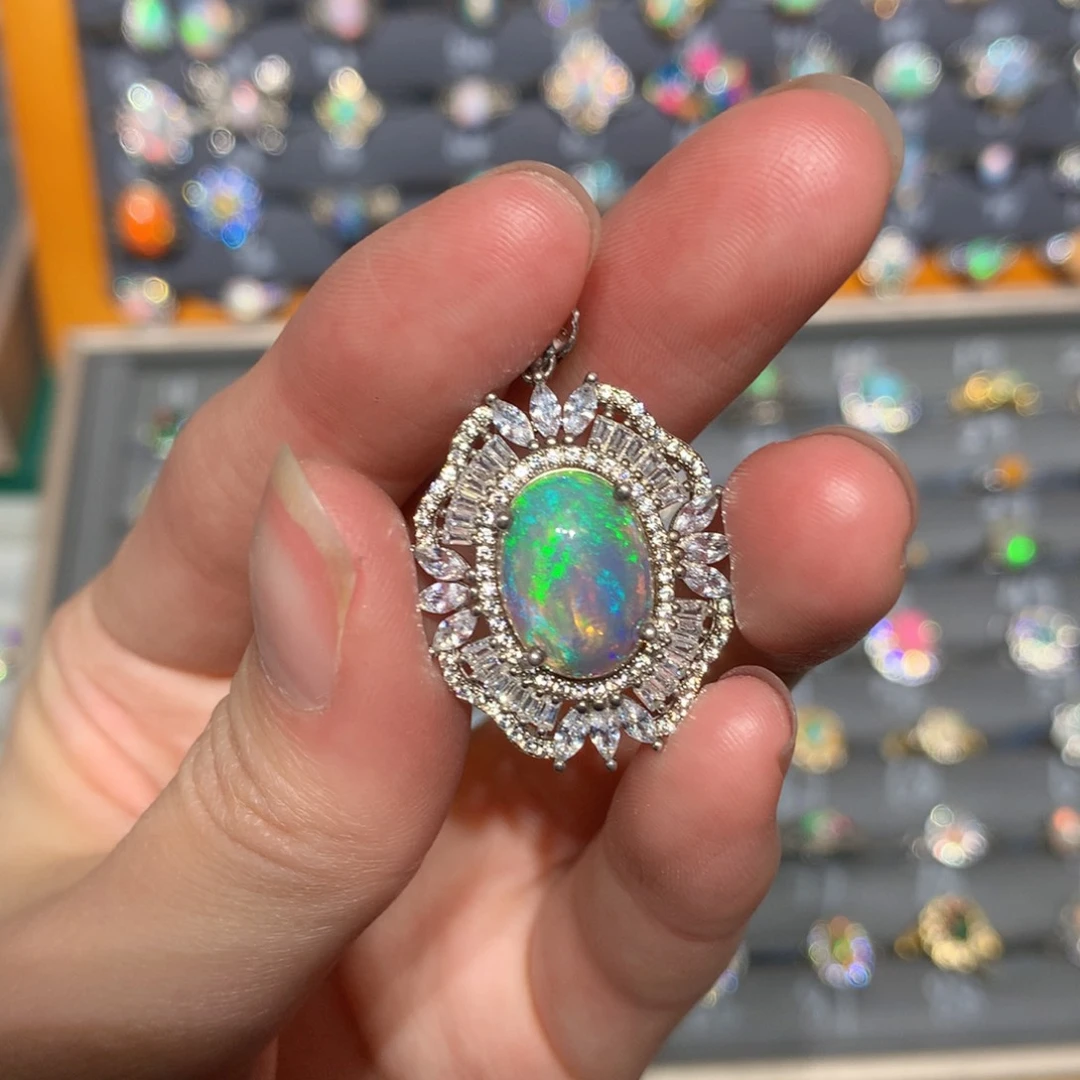 银S925镶嵌欧泊吊坠t