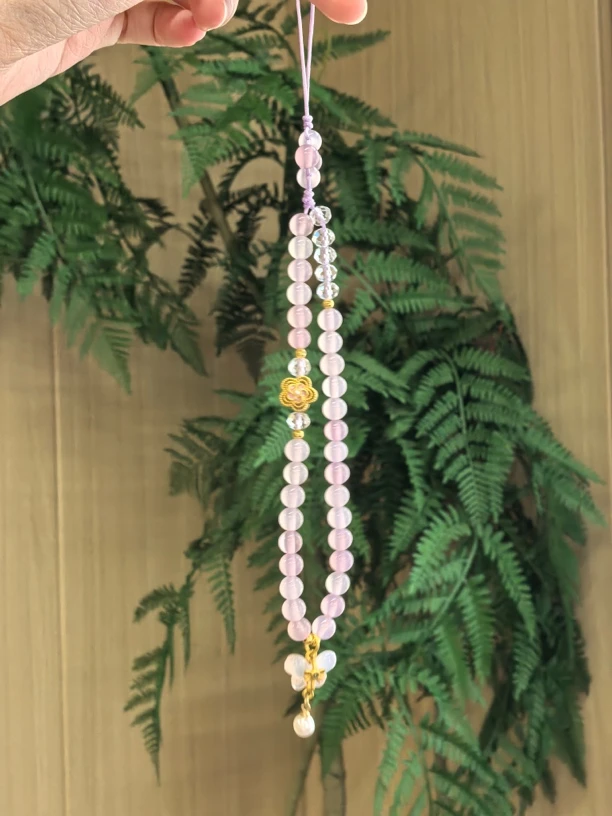 薰衣草紫玉髓手机链天然材质手机挂饰