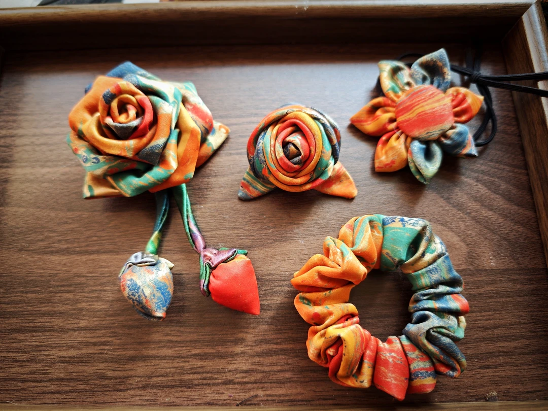 波西米亚风文艺复古桑蚕丝发圈女扎头发绳头饰发饰